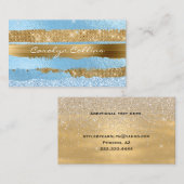 Glitzy Blue en Gold Glittery Visitekaartje (Voorkant / Achterkant)
