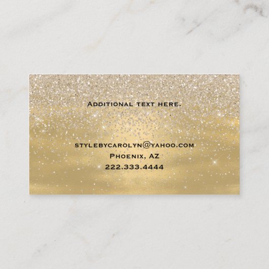 Glitzy Blue en Gold Glittery Visitekaartje (Achterkant)