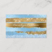 Glitzy Blue en Gold Glittery Visitekaartje (Voorkant)