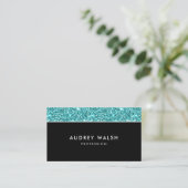 Glitzy Blue glitter feminine luxe professional Visitekaartje (Staand voorkant)
