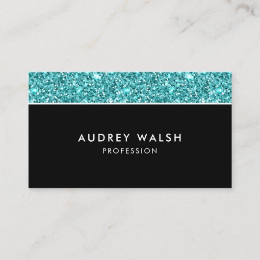 Glitzy Blue glitter feminine luxe professional Visitekaartje (Voorkant)