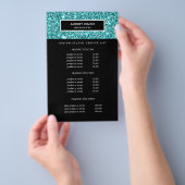 Glitzy Blue Glitter Salon Pricing & Services Flyer (Hand)