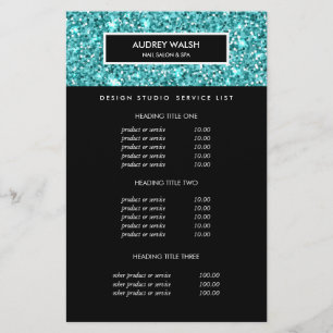 Glitzy Blue Glitter Salon Prijzen & Diensten Flyer