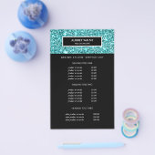 Glitzy Blue Glitter Salon Prijzen & Diensten Flyer (Enkel)