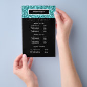 Glitzy Blue Glitter Salon Prijzen & Diensten Flyer (Hand)