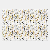 Glitzy Blue Gold Black Silver Christmas Confetti Inpakpapier Vel (Voorkant 3)