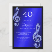 Glitzy Blue Muzieknoten Verjaardag Kaart (Voorkant)