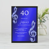 Glitzy Blue Muzieknoten Verjaardag Kaart (Staand voorkant)