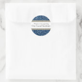 Glitzy Blue Silver gepersonaliseerde afdichting Ronde Sticker (Tas)