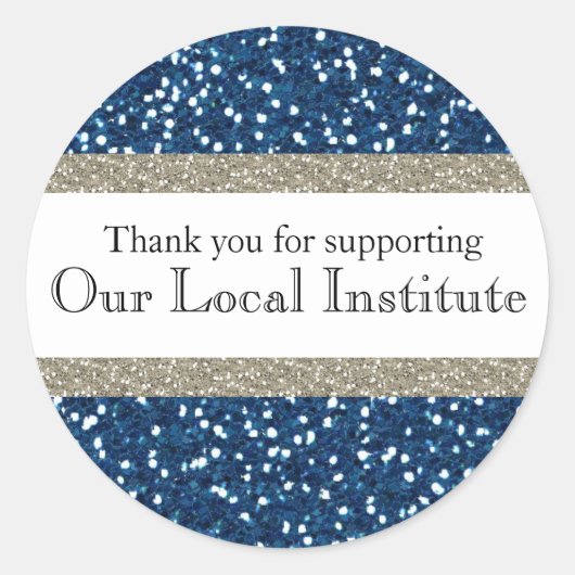 Glitzy Blue Silver gepersonaliseerde afdichting Ronde Sticker (Voorkant)