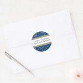 Glitzy Blue Silver gepersonaliseerde afdichting Ronde Sticker (Envelop)