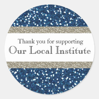 Glitzy Blue Silver gepersonaliseerde afdichting Ronde Sticker