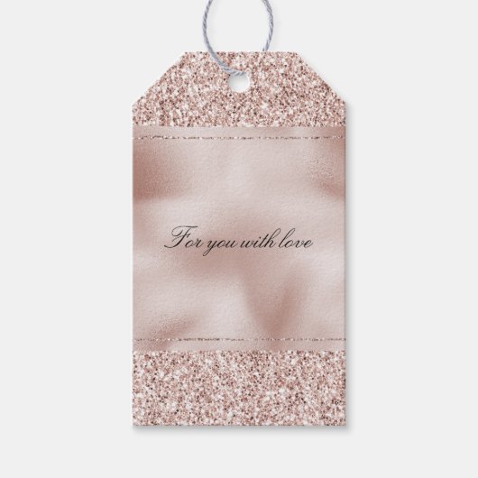 Glitzy Blush Pink Glitter Cadeaulabel (Voorkant)