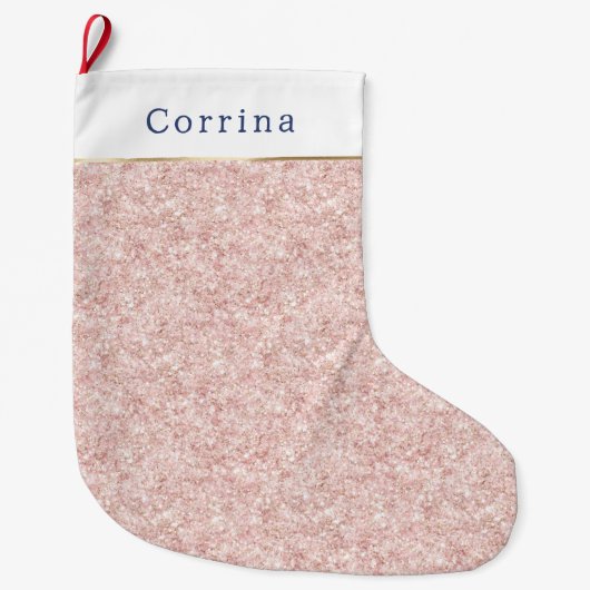 Glitzy Blush Pink Glitter Christmas Grote Kerstsok (Voorkant)