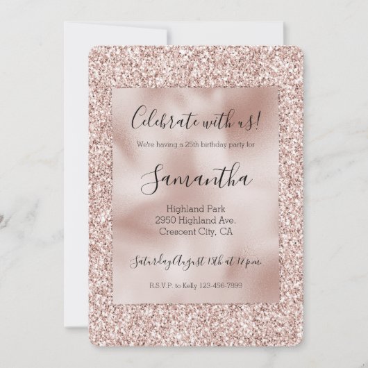 Glitzy Blush Pink Glitter Kaart (Voorkant)