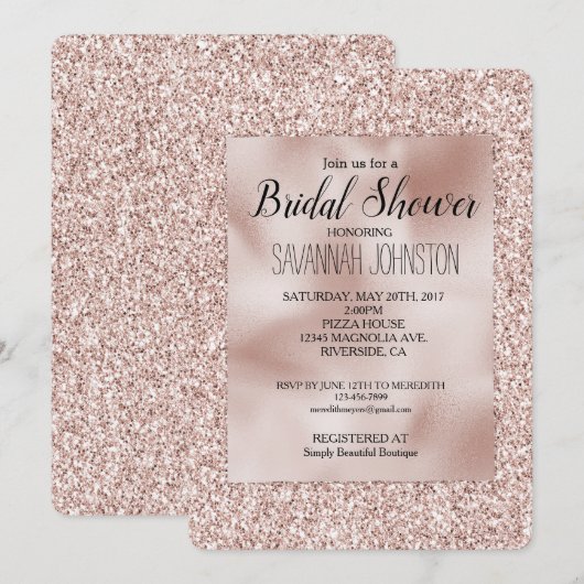 Glitzy Blush Pink Glitter Vrijgezellenfeest Kaart (Voorkant / Achterkant)