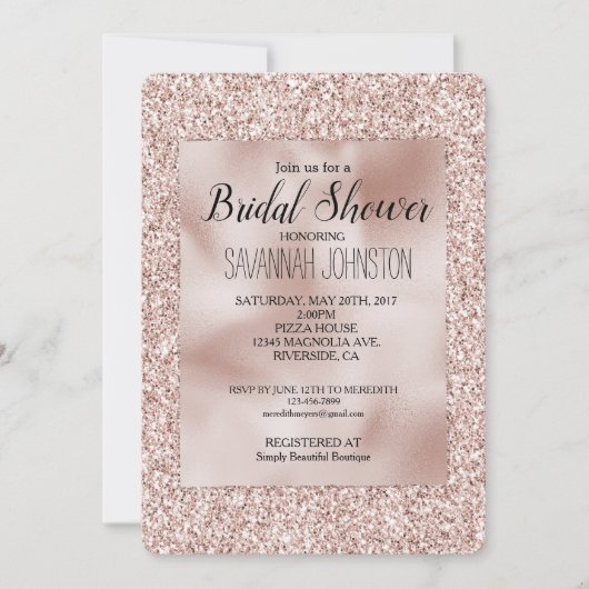 Glitzy Blush Pink Glitter Vrijgezellenfeest Kaart (Voorkant)