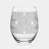 Glitzy bruiloft sparkly zilveren glitter custom wijnglas zonder voet (Links)