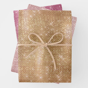 Glitzy Champagne Gold Sparkle Glam Inpakpapier Vel