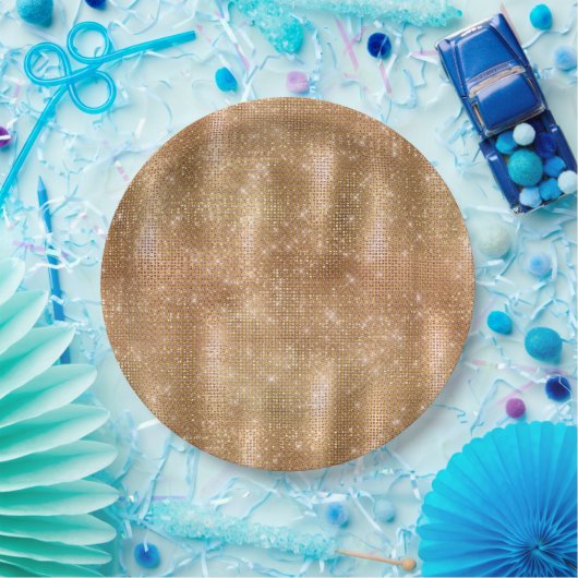 Glitzy Champagne Gold Sparkle Glam Papieren Bordje (Feest)