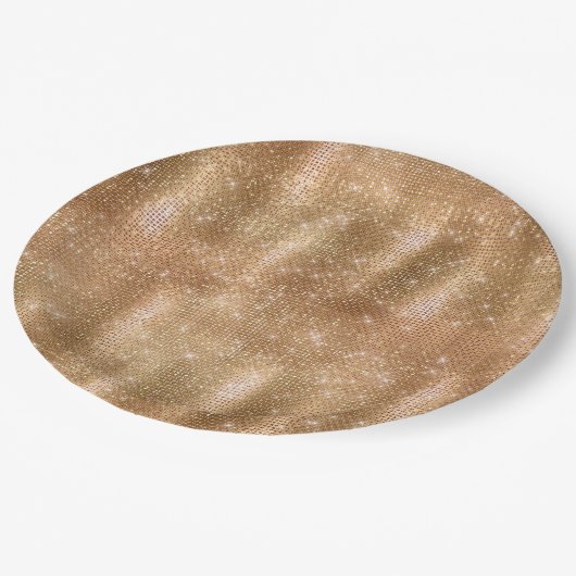 Glitzy Champagne Gold Sparkle Glam Papieren Bordje (Gekanteld)