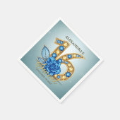 Glitzy Chic Blue Rose Gold Gemstone Sweet 16 Servet (Hoek)