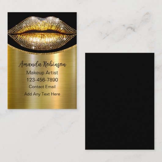 Glitzy Classy Over De Top Make-up Artiest Visitekaartje (Voorkant / Achterkant)