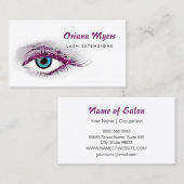 Glitzy Cosmetology Paarse wimpers wimper extensies Visitekaartje (Voorkant / Achterkant)