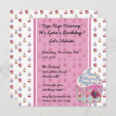 Glitzy Cupcake-uitnodiging Kaart (Voorkant / Achterkant)