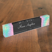 Glitzy Dames Classy Monogram Desk Name Bord Naambordje (Zijkant)