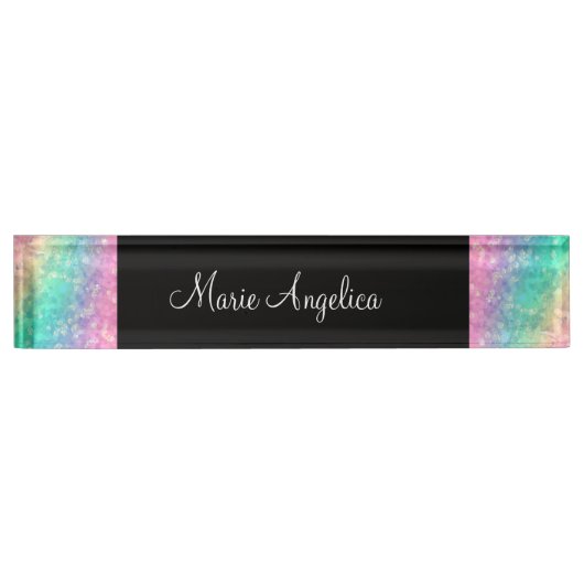 Glitzy Dames Classy Monogram Desk Name Bord Naambordje (Voorkant)