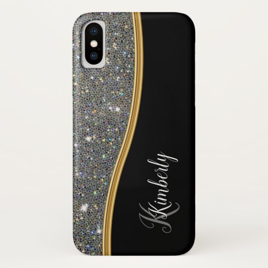 Glitzy Dames Monogram Bling Case-Mate iPhone Case (Achterkant)