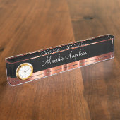 Glitzy Dames Monogram Roos Gouden Kleur Ontwerp Naambordje (Zijkant)