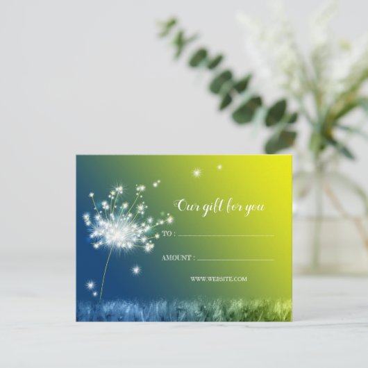Glitzy Dandelion Business Cadeaubonnen (Staand voorkant)