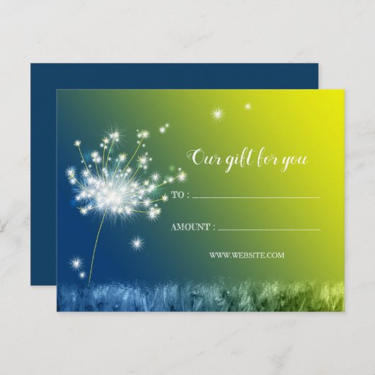 Glitzy Dandelion Business Cadeaubonnen (Voorkant / Achterkant)