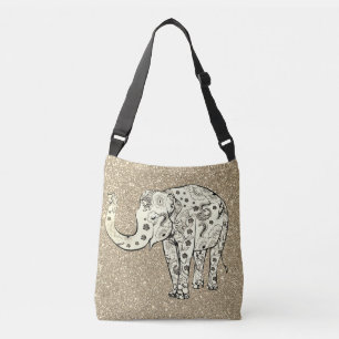 Glitzy decorative elephant cross body bag crossbody tas