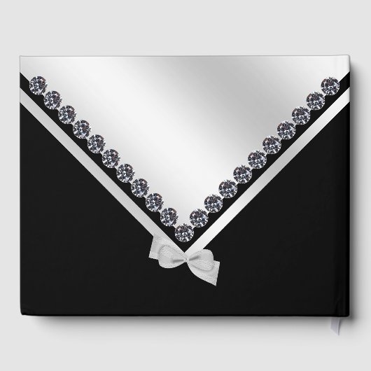 Glitzy Diamonds & Silver Bow 70e verjaardag Gastenboek (Achterkant)