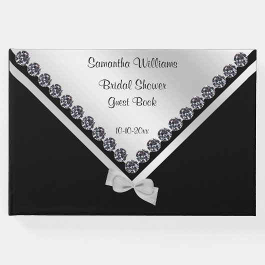 Glitzy Diamonds & Silver Bow Vrijgezellenfeest Gastenboek (Voorkant)