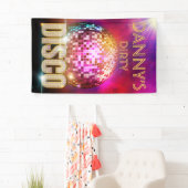 Glitzy Disco Ball| Gold & Neon Colour Retro Party Spandoek (Insitu)