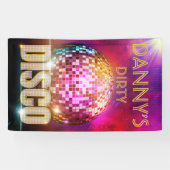 Glitzy Disco Ball| Gold & Neon Colour Retro Party Spandoek (Horizontaal)