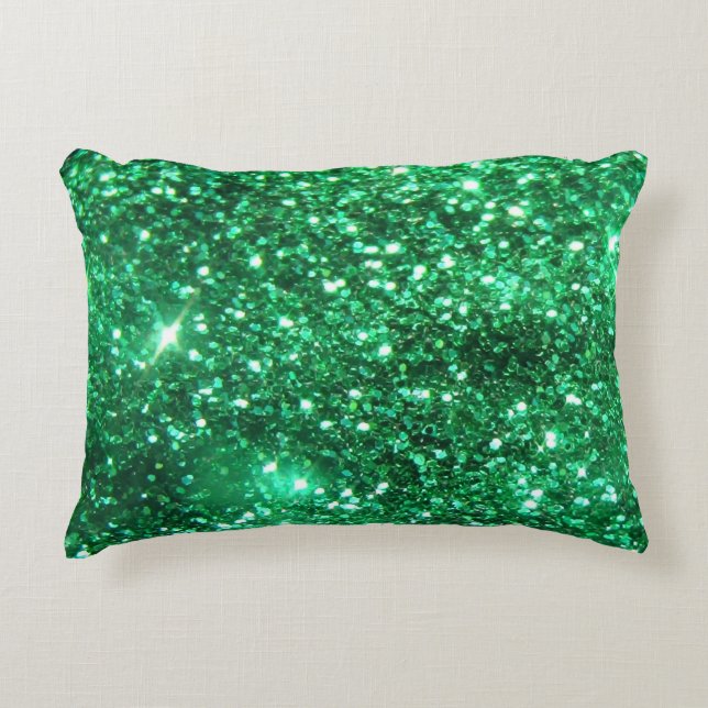 Glitzy Emerald Green Glitter Accent Kussen (Voorkant)