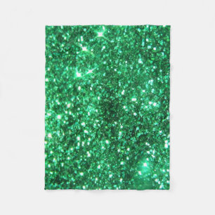 Glitzy Emerald Green Glitter Fleece Deken