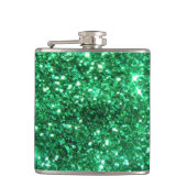 Glitzy Emerald Green Glitter Heupfles (Voorkant)