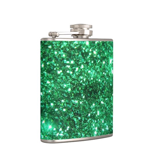 Glitzy Emerald Green Glitter Heupfles (Rechts)