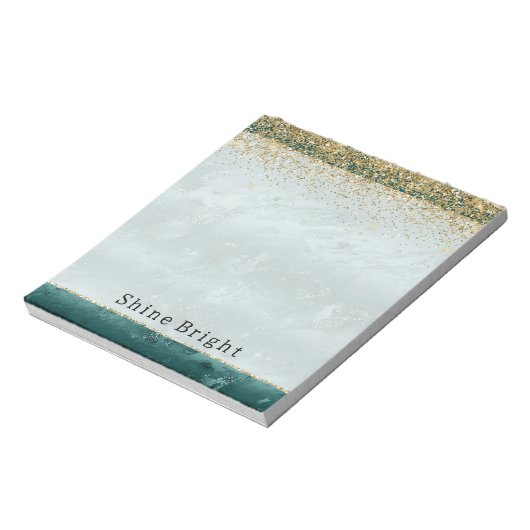 Glitzy Emerald Green Ombre Marble Gold Glitter Notitieblok (Linkerzijde)
