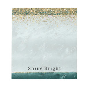 Glitzy Emerald Green Ombre Marble Gold Glitter Notitieblok