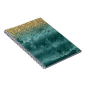 Glitzy Emerald Green Ombre Marble Gold Glitter Notitieboek (Rechterzijde)