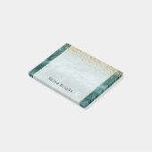 Glitzy Emerald Green Ombre Marble Gold Glitter Post-it® Notes (Schuin)