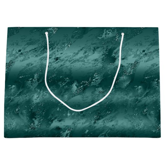 Glitzy Emerald Green Ombre Marble Groot Cadeauzakje (Voorkant)