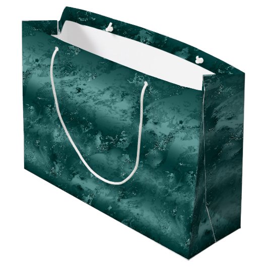 Glitzy Emerald Green Ombre Marble Groot Cadeauzakje (Achterkant Gekanteld)